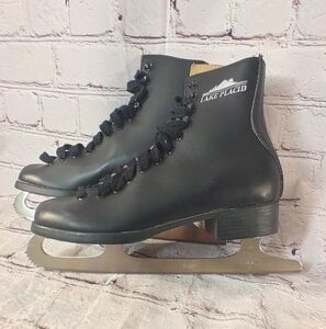Lake Placid Lace Up Womens Black Vintage Ice Skates 5